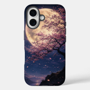 Moon Blossom - Fantasy Moonlit Cherry Blossom Silh iPhone 16 Case