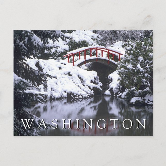 Moon Bridge & Pond in Winter | Happy Birthday Postcard (Front)