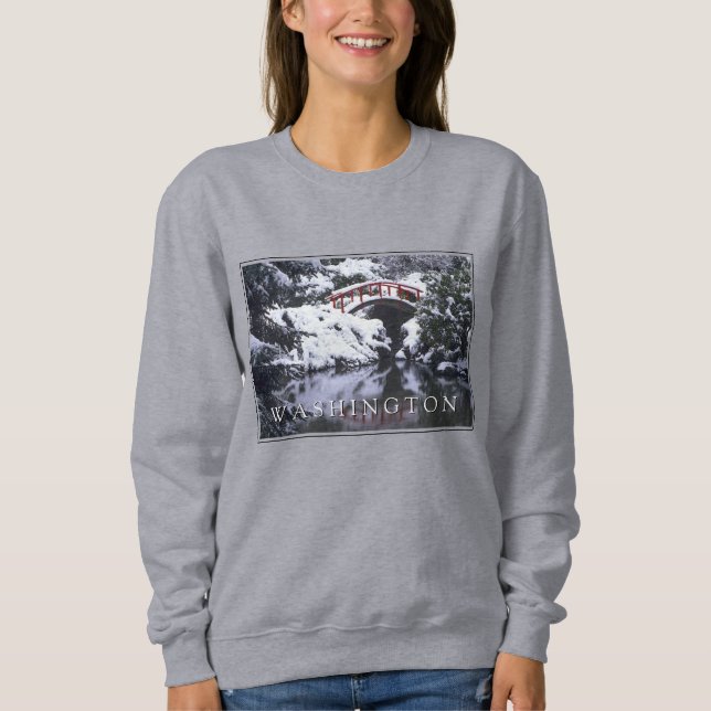 Moon Bridge & Pond in Winter | Seattle, Washington Sweatshirt (Front)