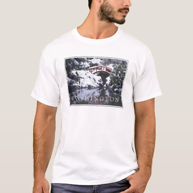 Moon Bridge & Pond in Winter | Seattle, Washington T-Shirt (Front)