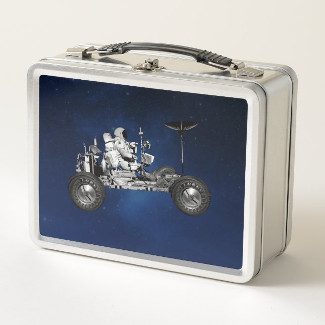 Moon Buggy Road Trip Space Travel Time Machine 70s Metal Lunch Box (Front)