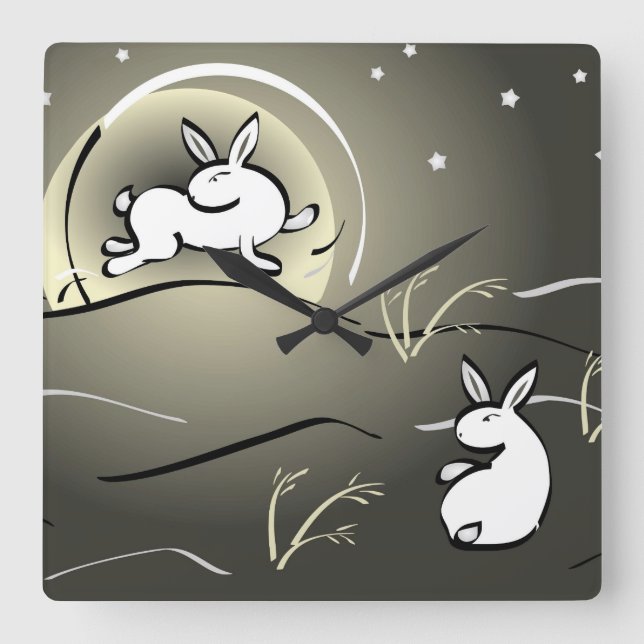 Moon Bunnies Wall Clock (Front)