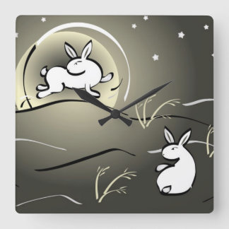 Moon Bunnies Wall Clock