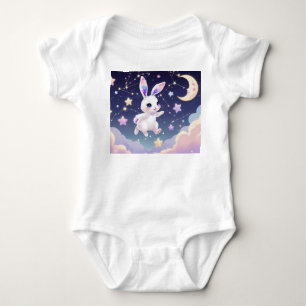 Moon Bunny Baby Bodysuit – Pastel Celestial Rabbit