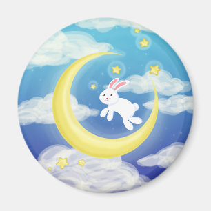 Moon Bunny Blue Magnet