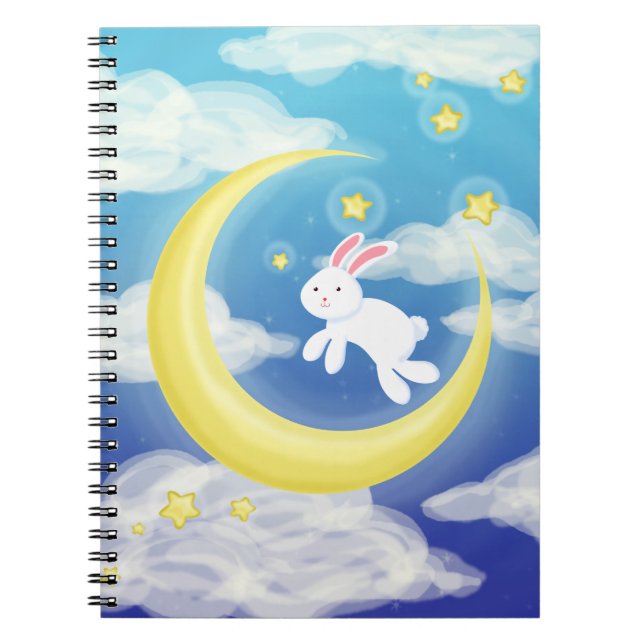 Moon Bunny Blue Notebook (Front)