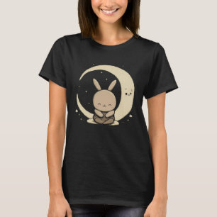 Moon Bunny Rabbit Sitting In Crescent Moon Easter  T-Shirt
