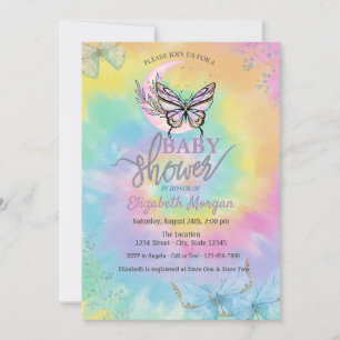 Moon Butterflies Tie Dye Baby Shower Invitation