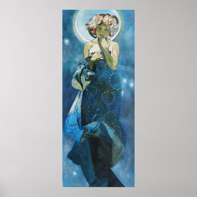 Moon by Alphonse Mucha Poster (Front)