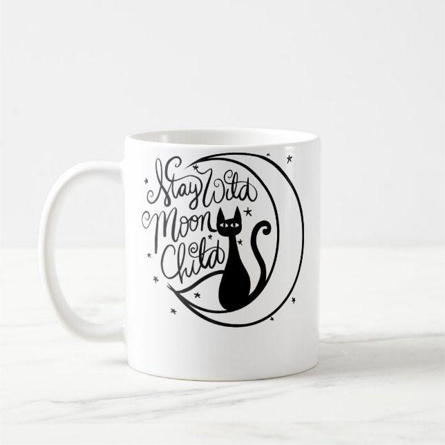 Moon Cat Artwork Moonchild Cats Coffee Mug (Left)