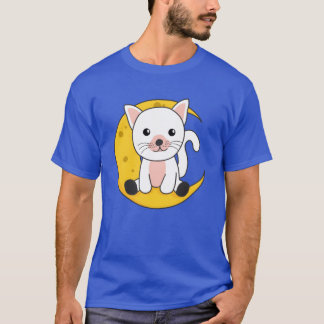 Moon Cat Cute Animals For Forhe Night friends T-Shirt