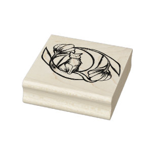 Moon Cat Flower Luna Cats Floral MoonCat           Rubber Stamp