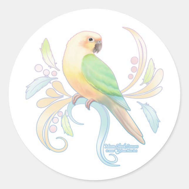 Moon Cheek Conure Classic Round Sticker (Front)