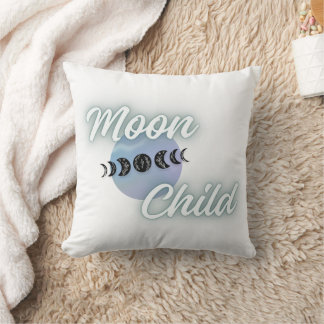 Moon Child Boho Moon Phases Throw Pillow