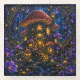 Moon Child Enchanted Forest Mushroom Cottage Coast Glass Coaster