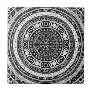 Moon Child Mandala Triple Moon Witch Ceramic Tile