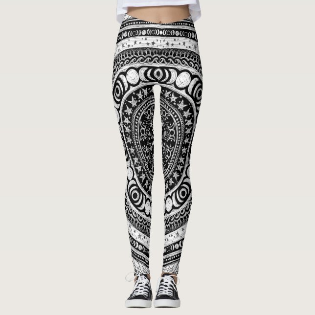 Moon Child Mandala Triple Moon Witch Leggings (Front)