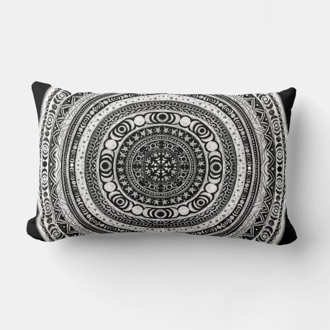 Moon Child Mandala Triple Moon Witch Lumbar Cushion (Front)