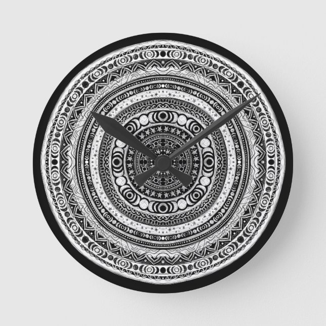Moon Child Mandala Triple Moon Witch Round Clock (Front)