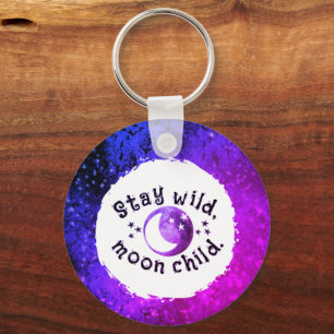 Moon Child Stay Wild Stars Monogram Fun Keychain