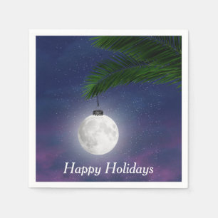 Moon Christmas Ornament On Palm Tree  Napkin