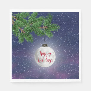 Moon Christmas Ornament On Pine Napkin