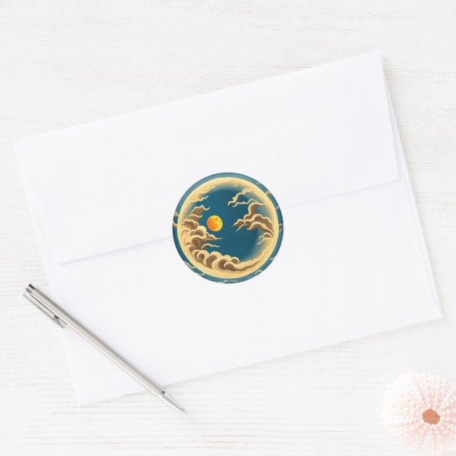 Moon Classic Round Sticker (Envelope)