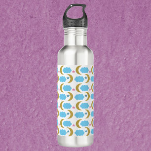 Moon Cloud Stars Faux Gold Glitter Pattern 710 Ml Water Bottle