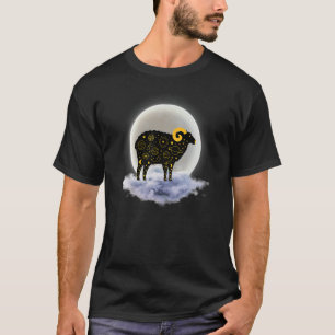 Moon Clouds And Ram Astrology Pagan Divination Mag T-Shirt