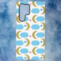 Moon Clouds and Stars Faux Glitter Pattern