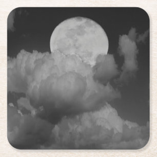 Moon & Clouds Over Kansas Square Paper Coaster