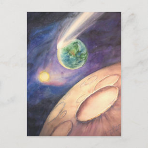 Moon, Comet, Earth, Sun Postcard