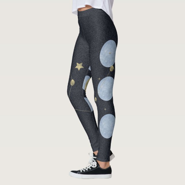 Moon Constellation Blue Yoga Pattern Legging (Left)