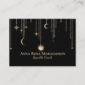 *~* Moon Cosmic Stars Gold Sparkle Glitter Sun Business Card