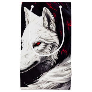 Moon Crimson Red White Wolf Small Gift Bag