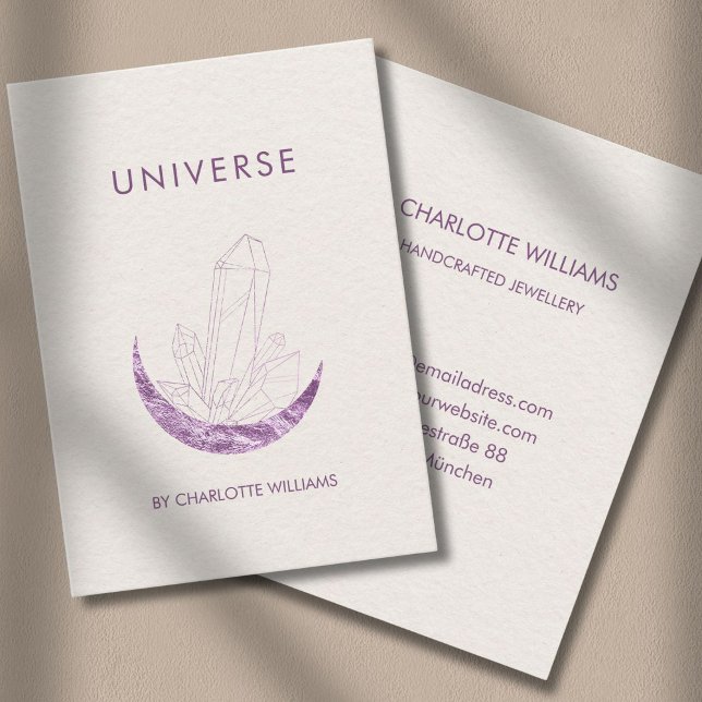  Moon Crystal Energy Healer Business Card (Moon Crystal Energy Healer Business Card - Beige-Violet)