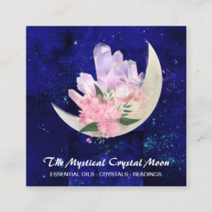 *~* Moon Crystals Floral Bouquet Cosmic  Square Business Card