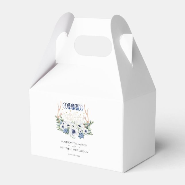 Moon Crystals Flowers Boho Metaphysical Wedding  Favour Box (Front Side)