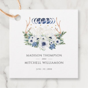 Moon Crystals Flowers Boho Metaphysical Wedding Favour Tags