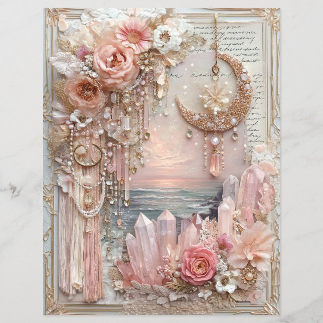 Moon Crystals Junk Journal Scrapbook Paper (Front)