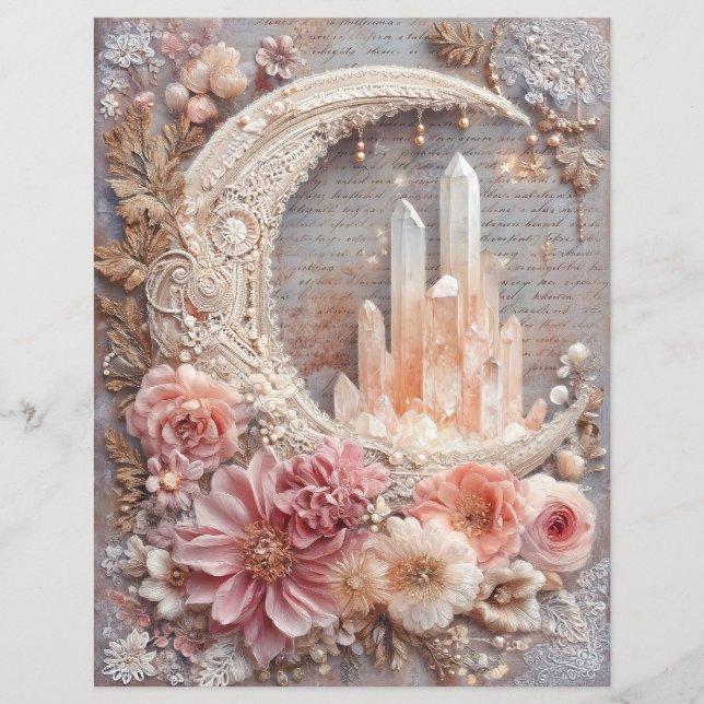 Moon Crystals Junk Journal Scrapbook Paper (Front)