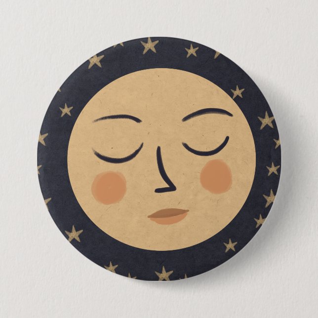 Moon cute face 7.5 cm round badge (Front)