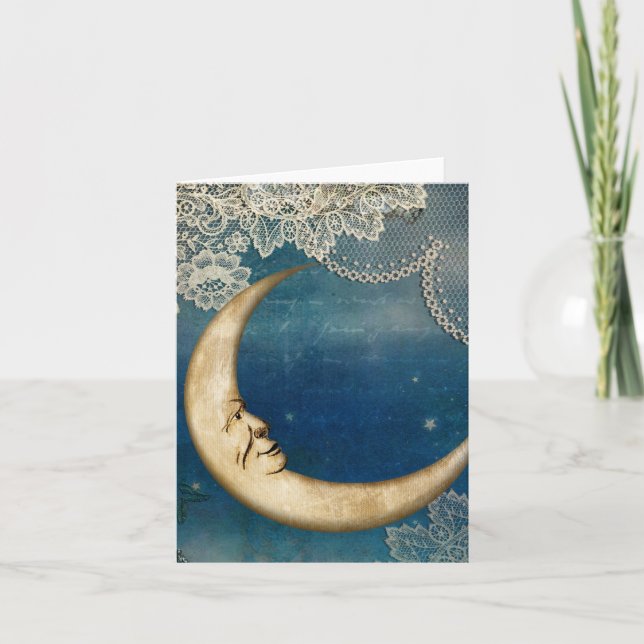 Moon Deco Card, Celestial Themed Greeting Card (Front)