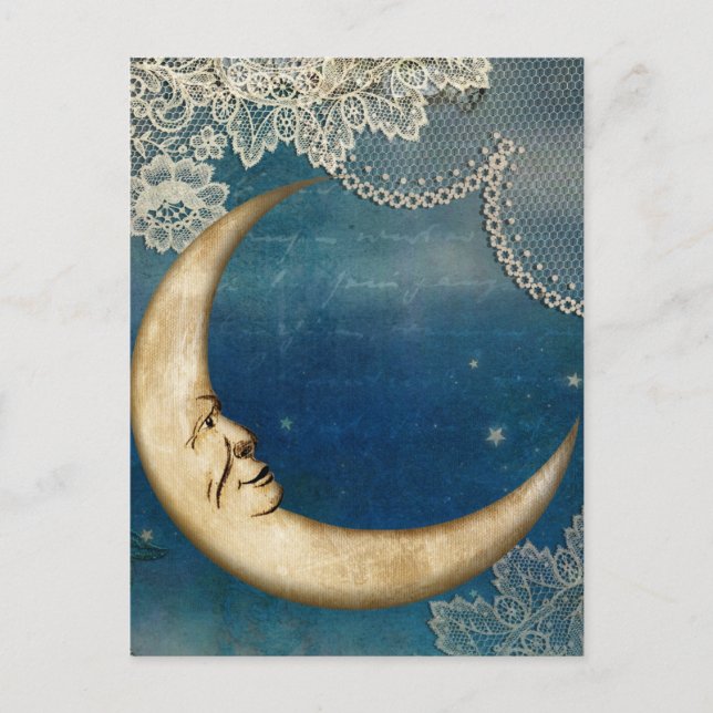 Moon Decoupage Postcard | Celestial Art Greeting (Front)