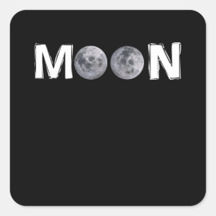 Moon Design with 2 moon instead of double "O" Square Sticker