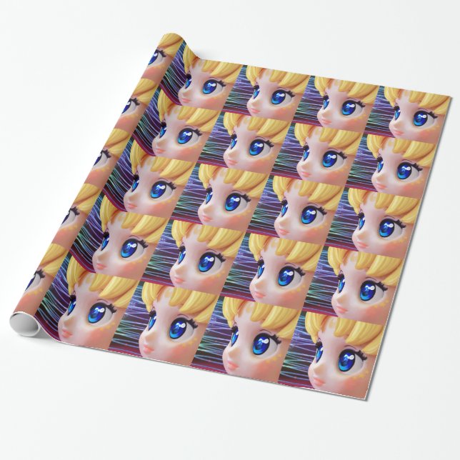 Moon Doll Wrapping Paper (Unrolled)