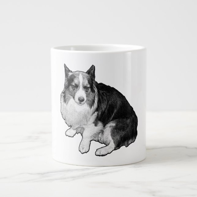 Moon-Dot Corgi Sips Large Coffee Mug (Front)