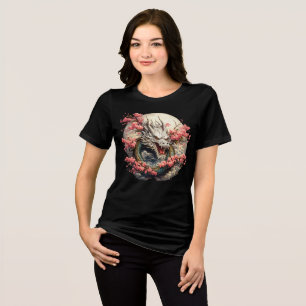 Moon Dragon & Cherry Blossoms Japanese Fantasy D Tri-Blend Shirt