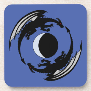 Moon Dragons Fantasy Design Beverage Coaster