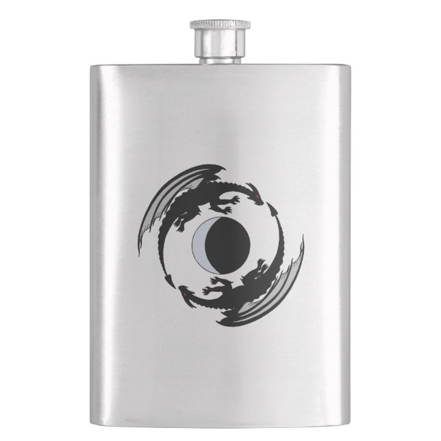 Moon Dragons Fantasy Design Hip Flask (Front)